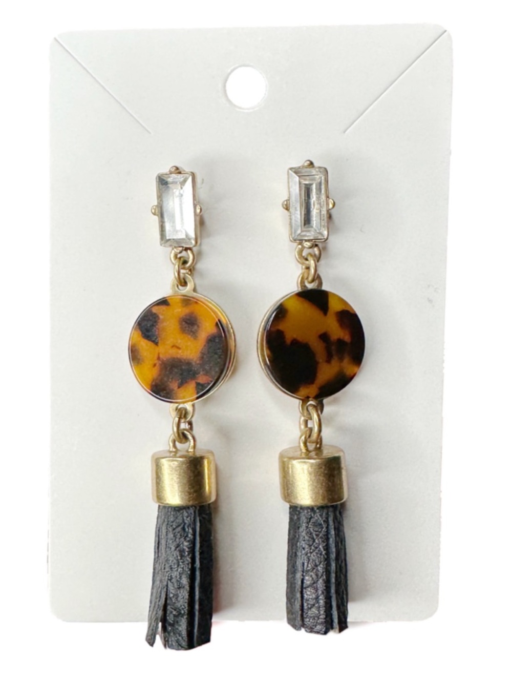 5/$25 😻 J. Crew Tortoiseshell Disc Drop Earrings with Black Tassels